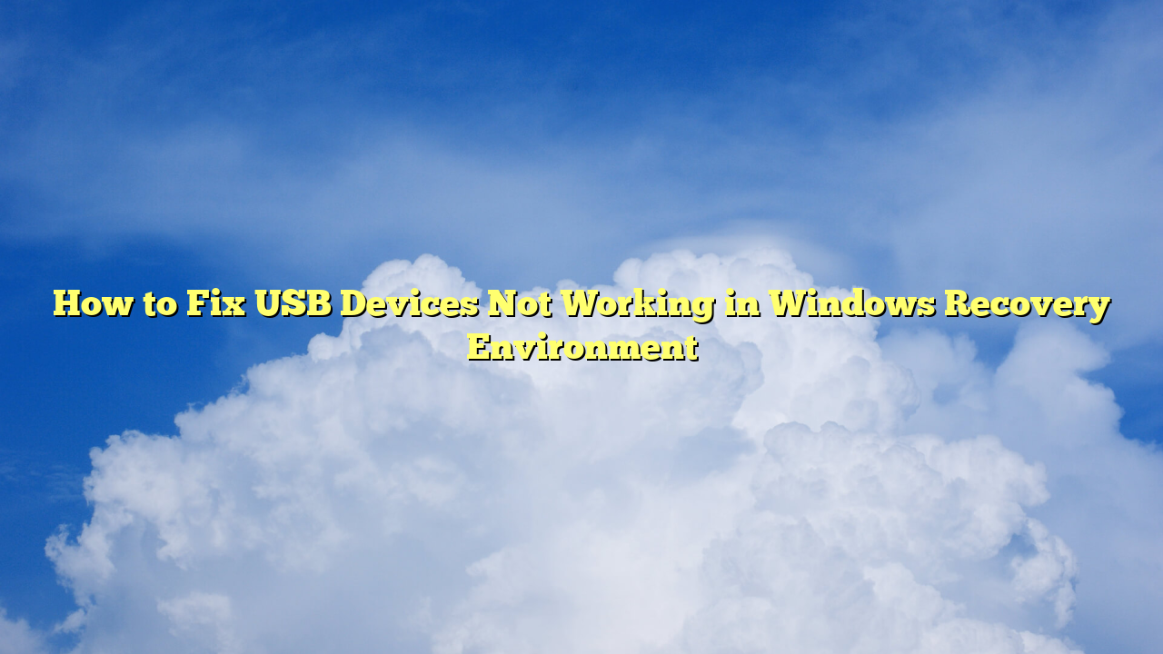 How to Fix USB Devices Not Working in Windows Recovery Environment